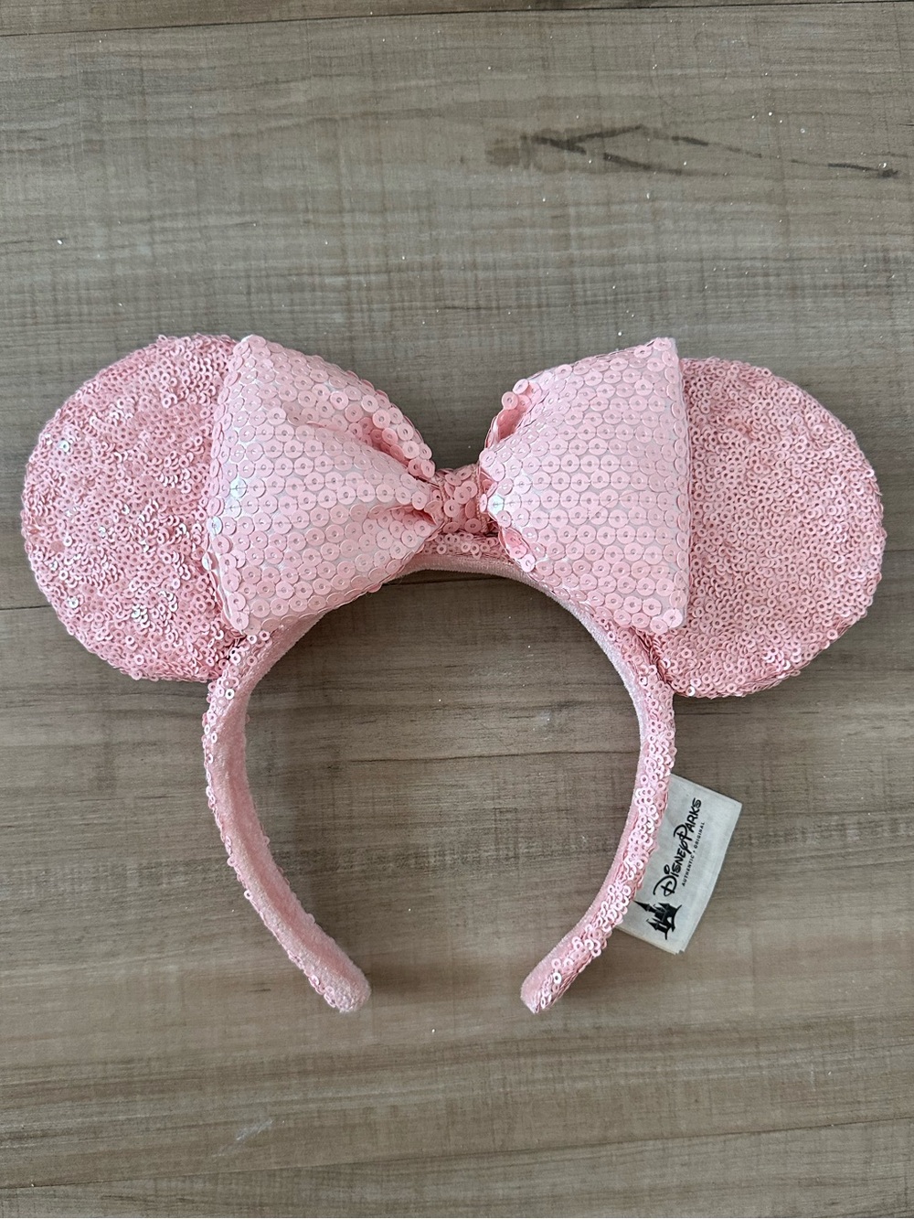 Light Pink Sequin Minnie Mickey Ears Headband Disney Parks